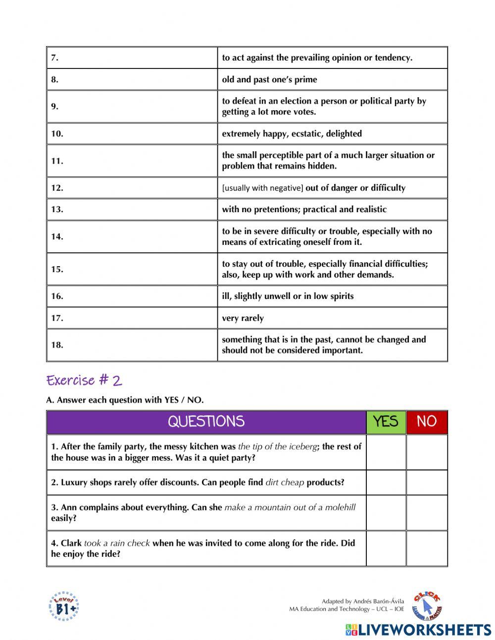 Vocabulary Ex.: Idioms about Geography