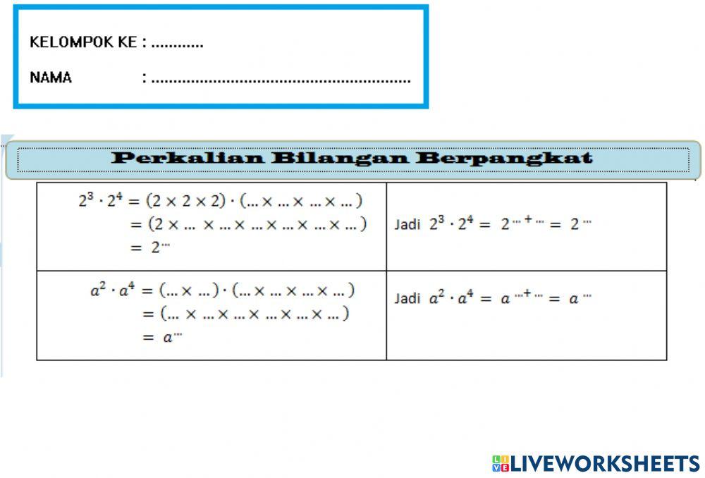 Perkalian Bilangan Berpangkat
