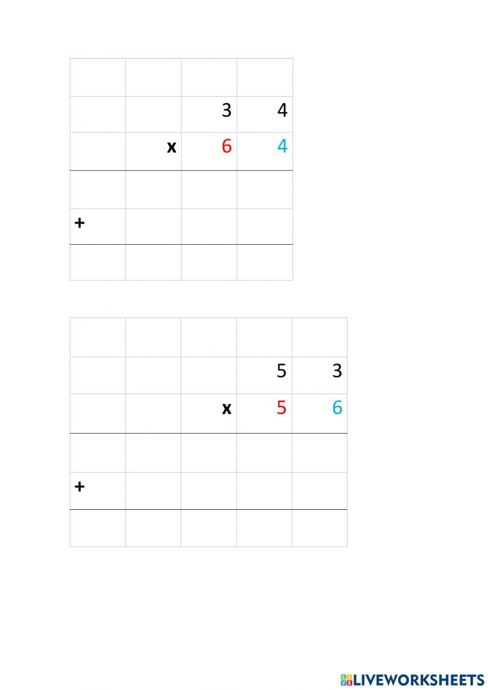 Multiplicación 2 cifras con llevada