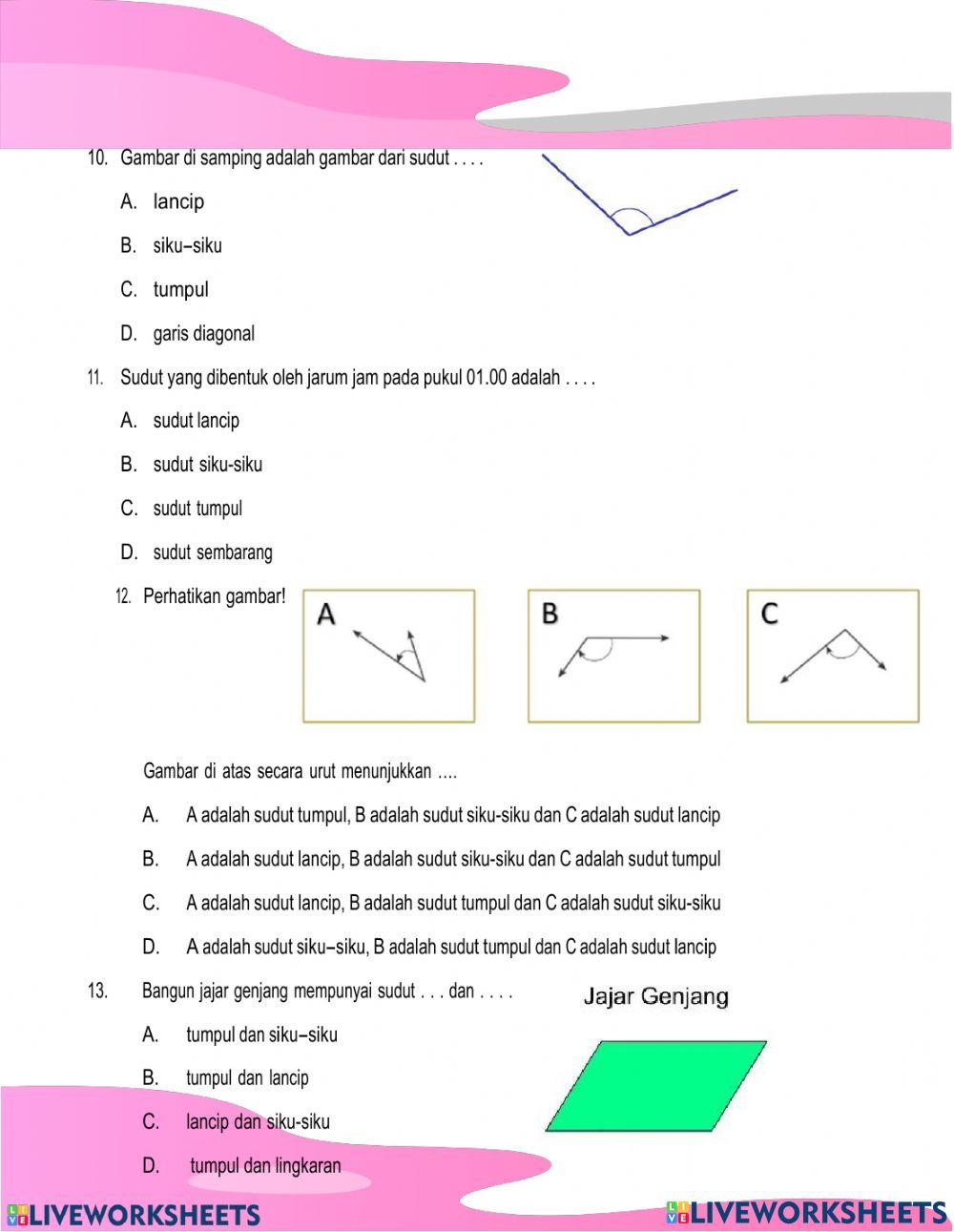 soal inteaktif jenis jenis sudut