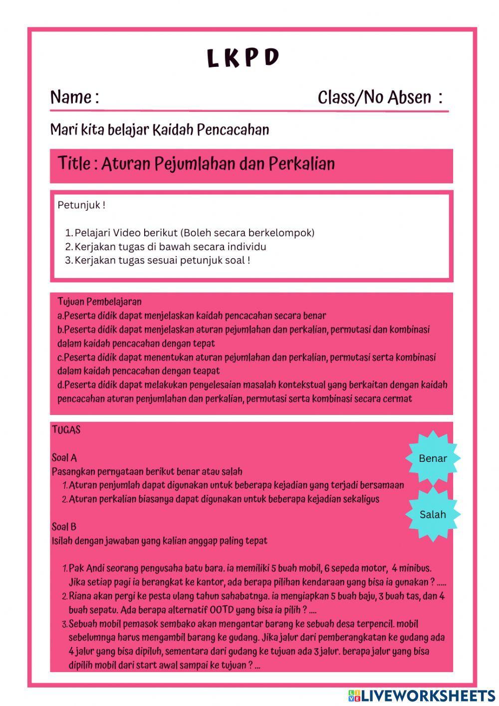 Aturan penjumlahan dan perkalian