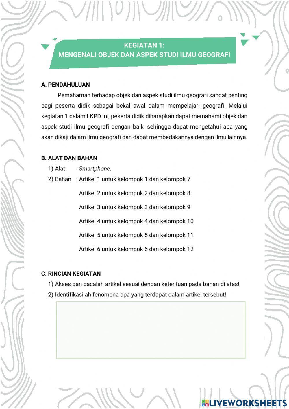 Mengenali Objek dan Aspek Studi Ilmu Geografi
