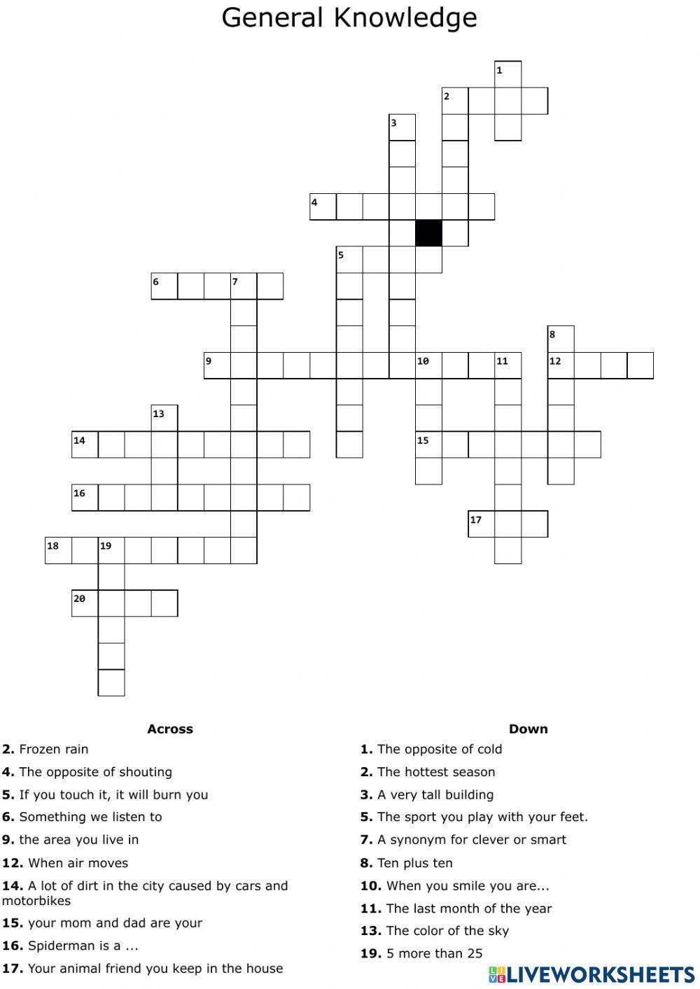 CROSSWORD CHALLENGE worksheet Live Worksheets