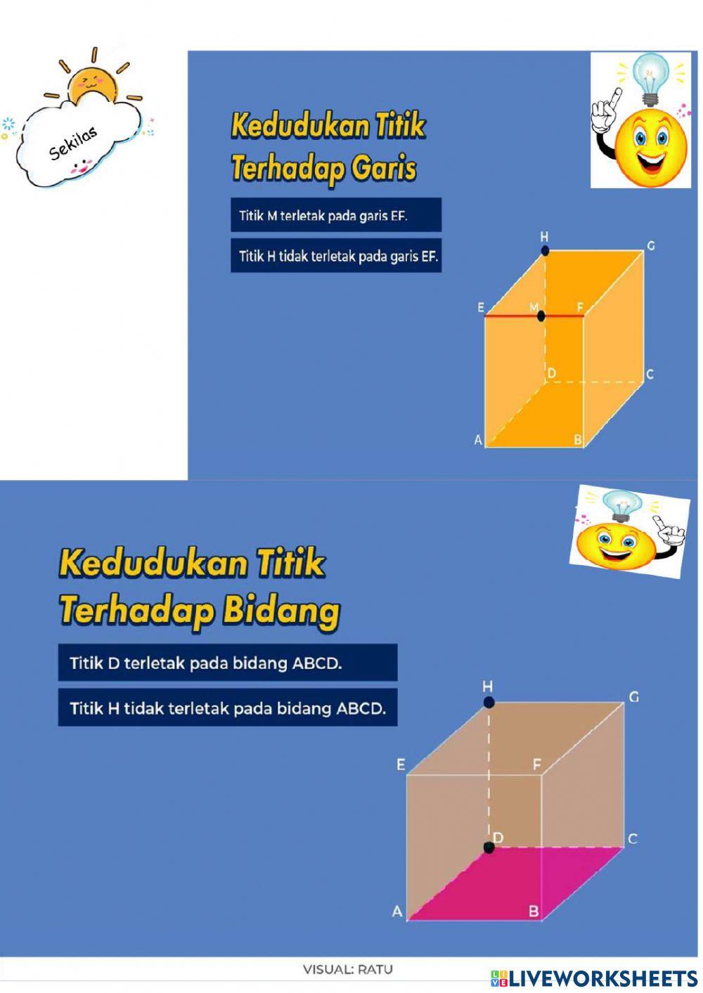 Kedudukan titik,garis dan bidang