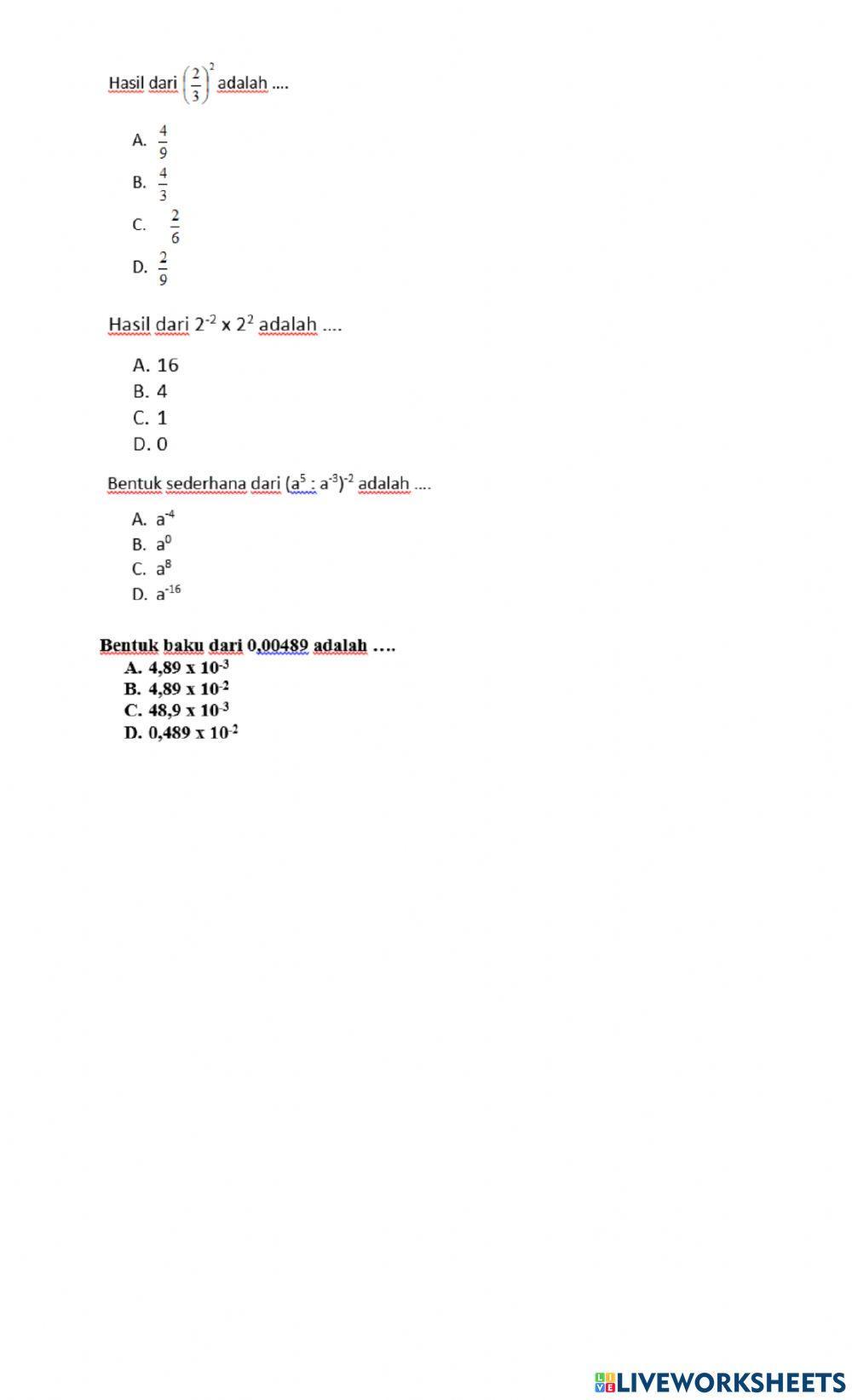 Latihan soal bilangan berpangkat(1)