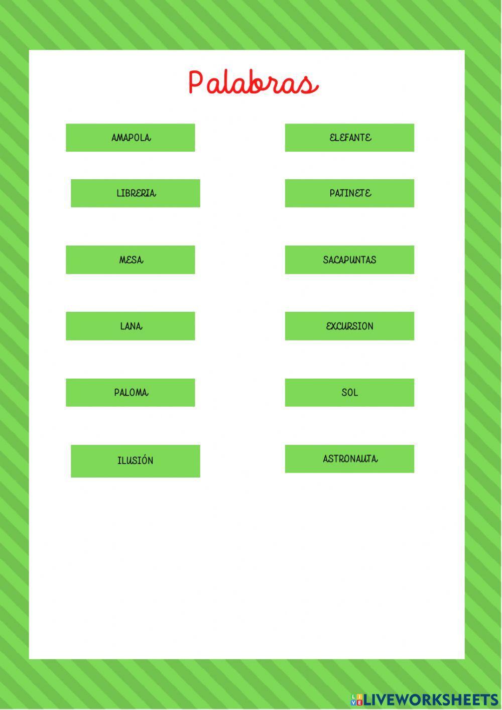 Clasificamos las palabras