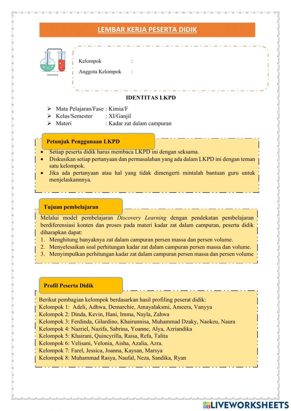 Kadar Zat dalam Campuran