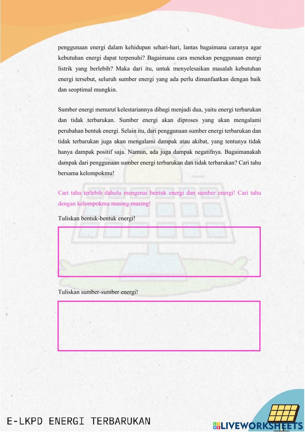 Kegiatan 1 e-LKPD Energi Terbarukan (X)