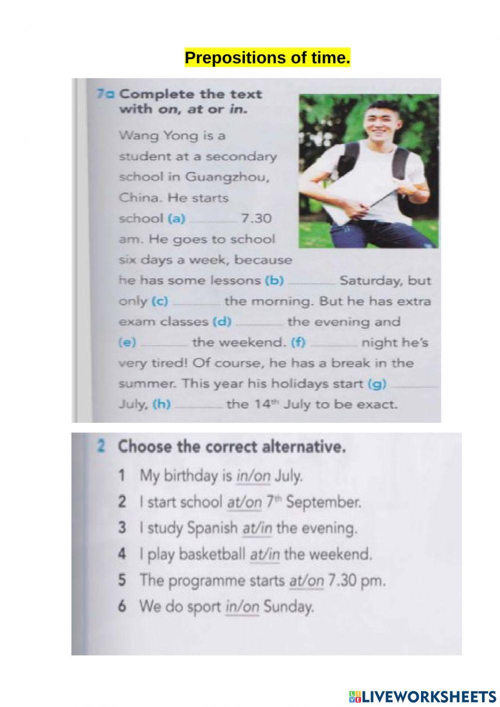 Prepositions of time