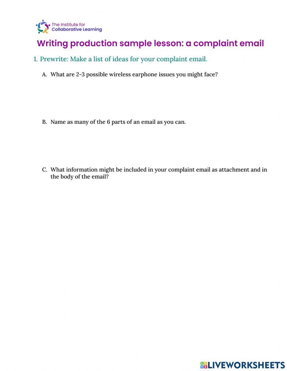 Prewriting: make a list of ideas