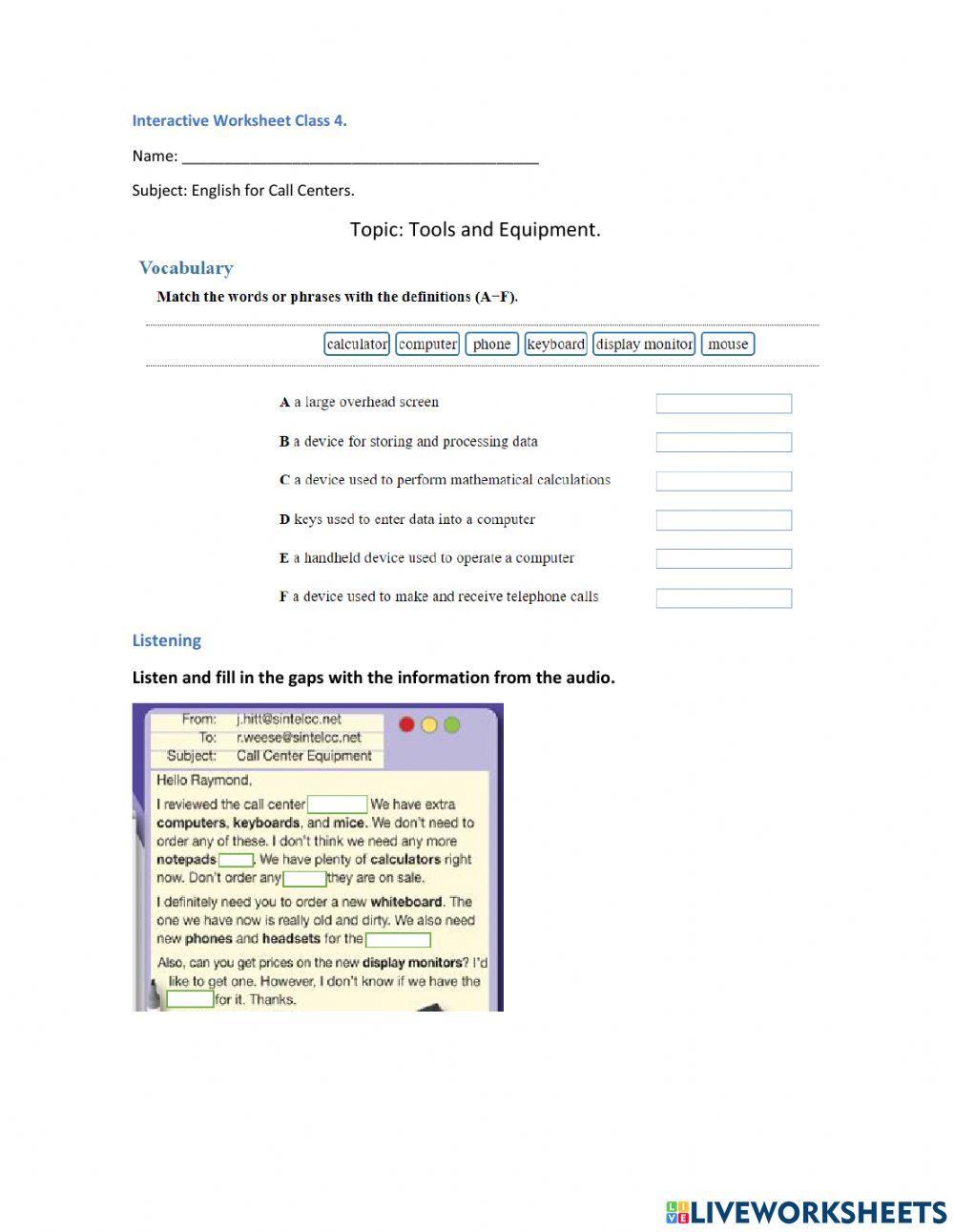 Tools and Equipment- Call Center UNIVO