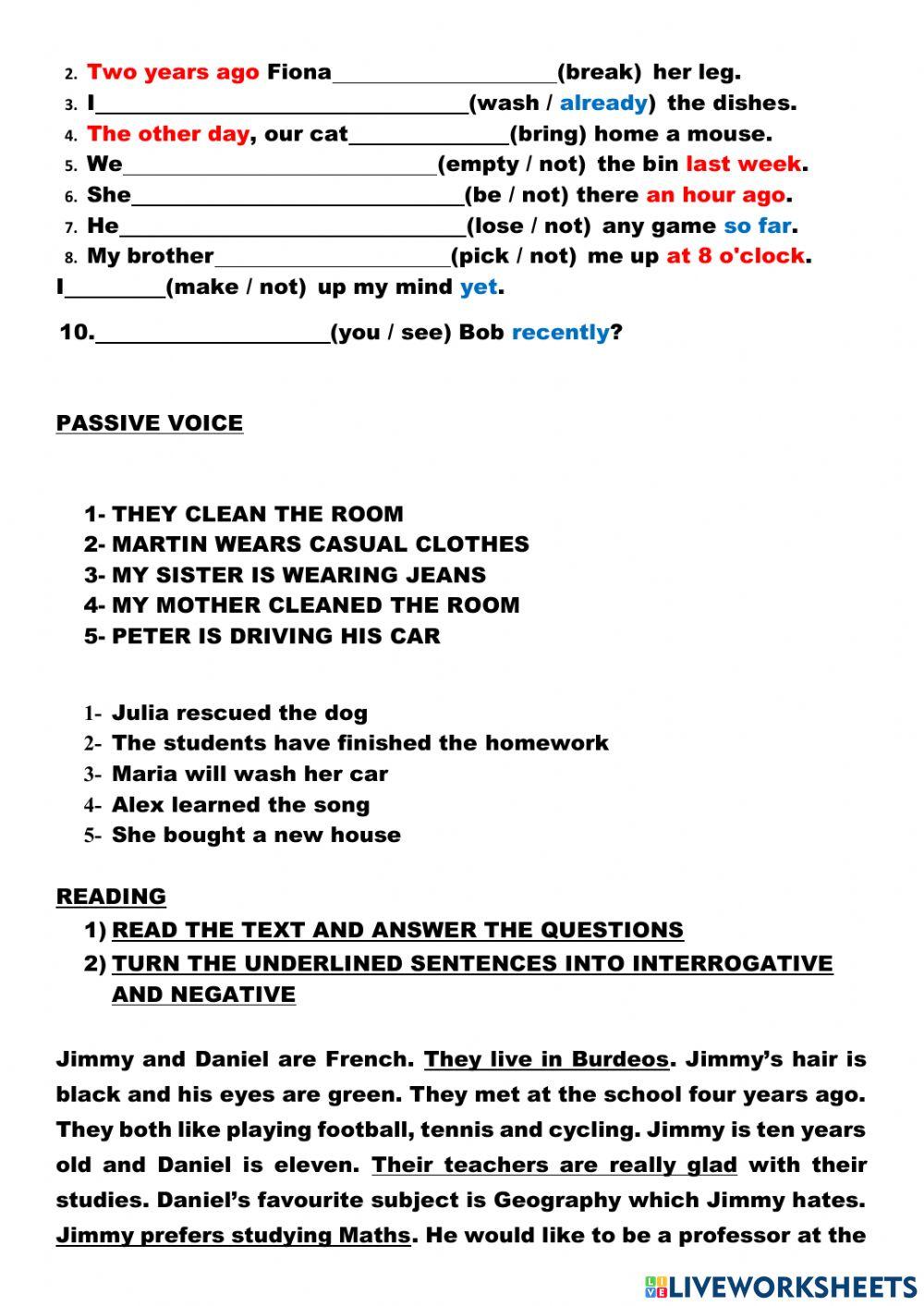 Optimise A2 Test all the grammar