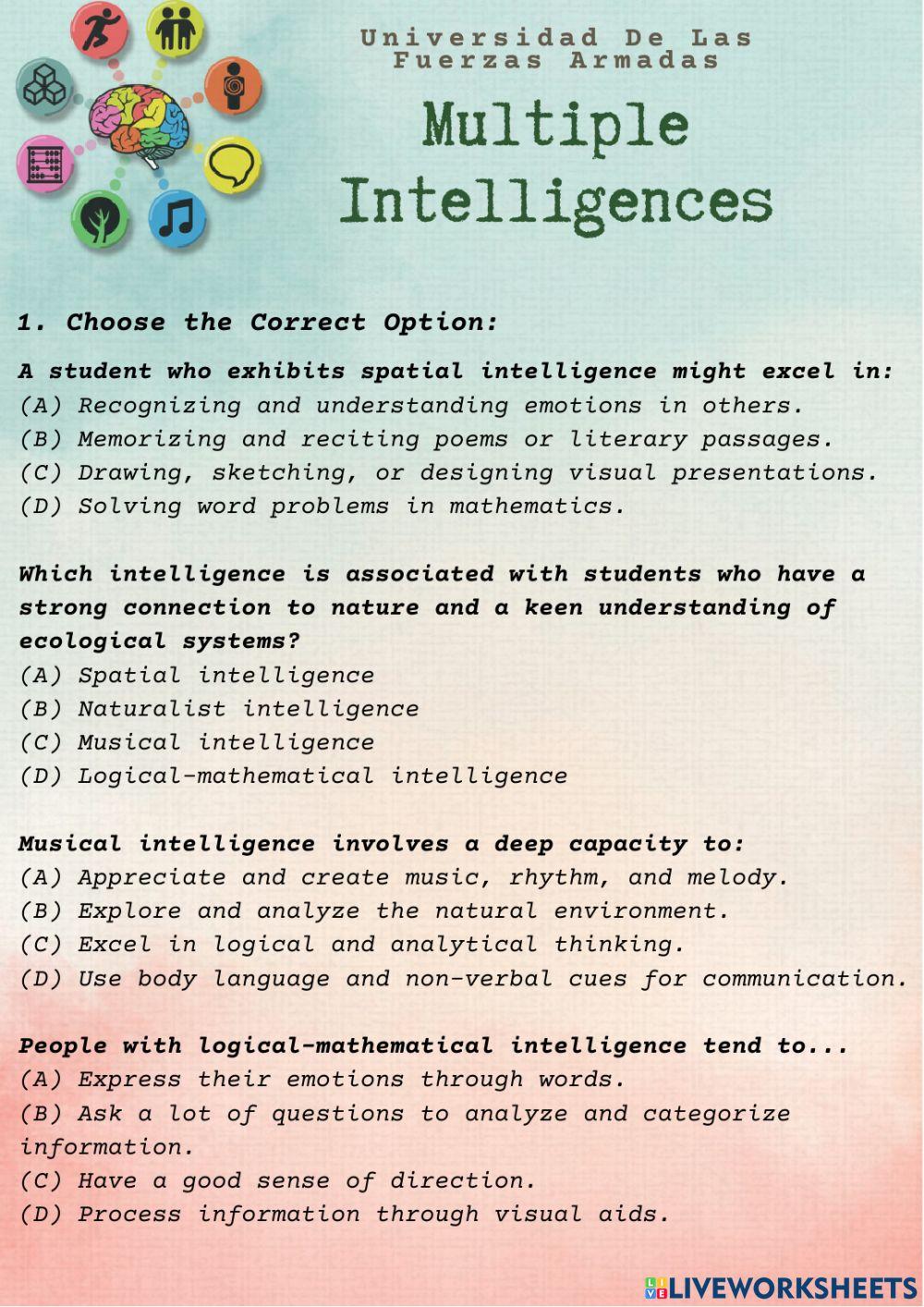 Multiple Intelligences activity