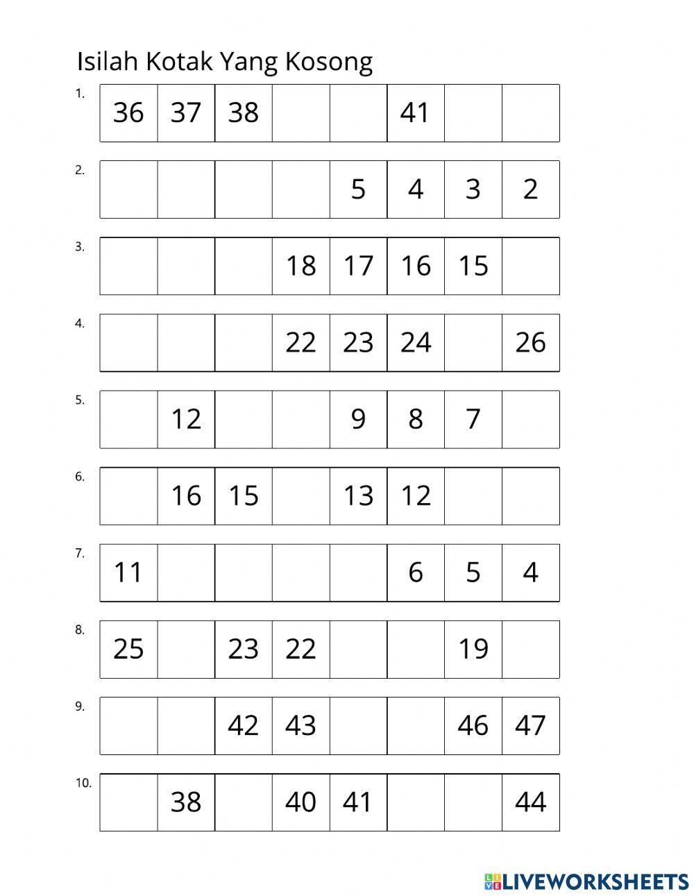 Mengurutkan angka 1-50 - A