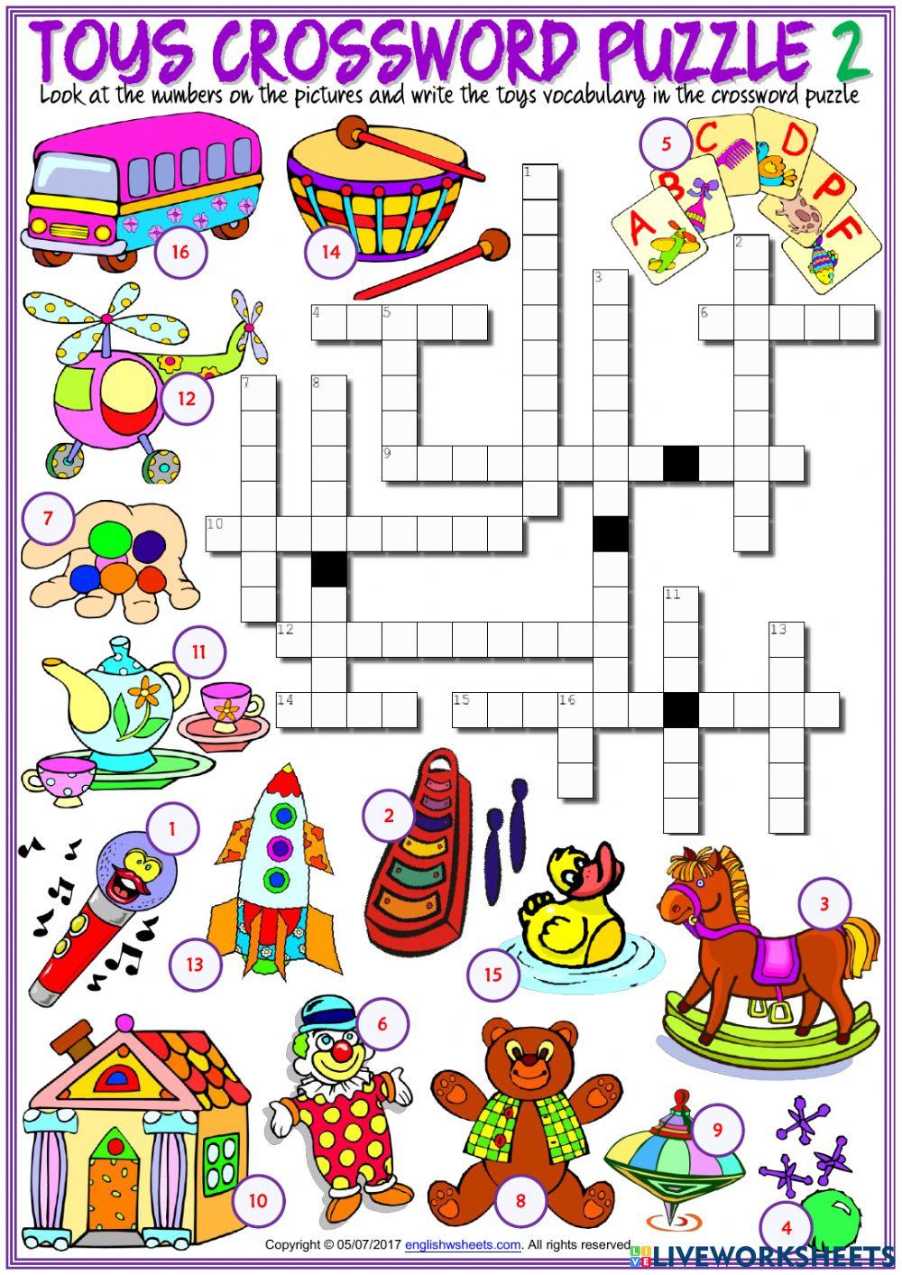 Toys Crossword 7075715 NGUYEN NGOC Live Worksheets