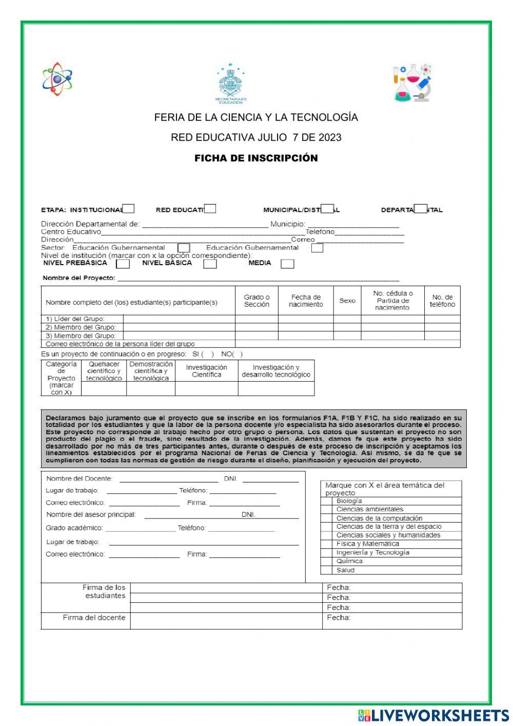 Ficha de inscripcion