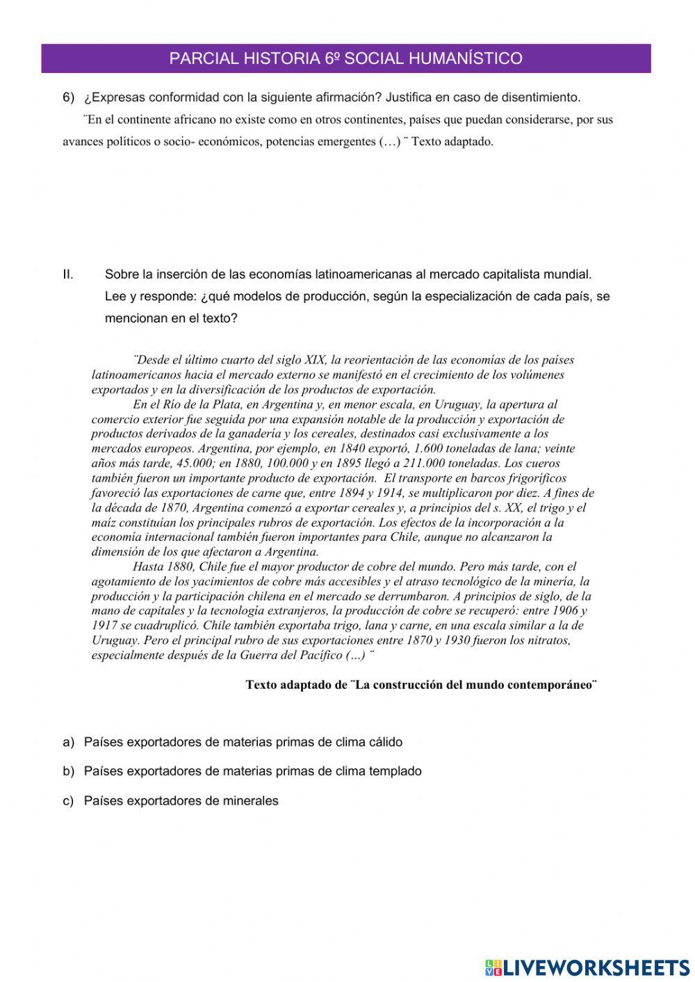 Parcial historia 6º sh