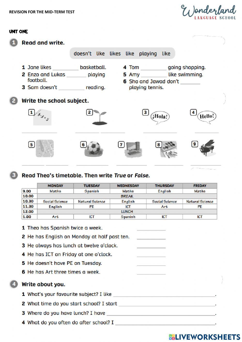 Mid term test revision