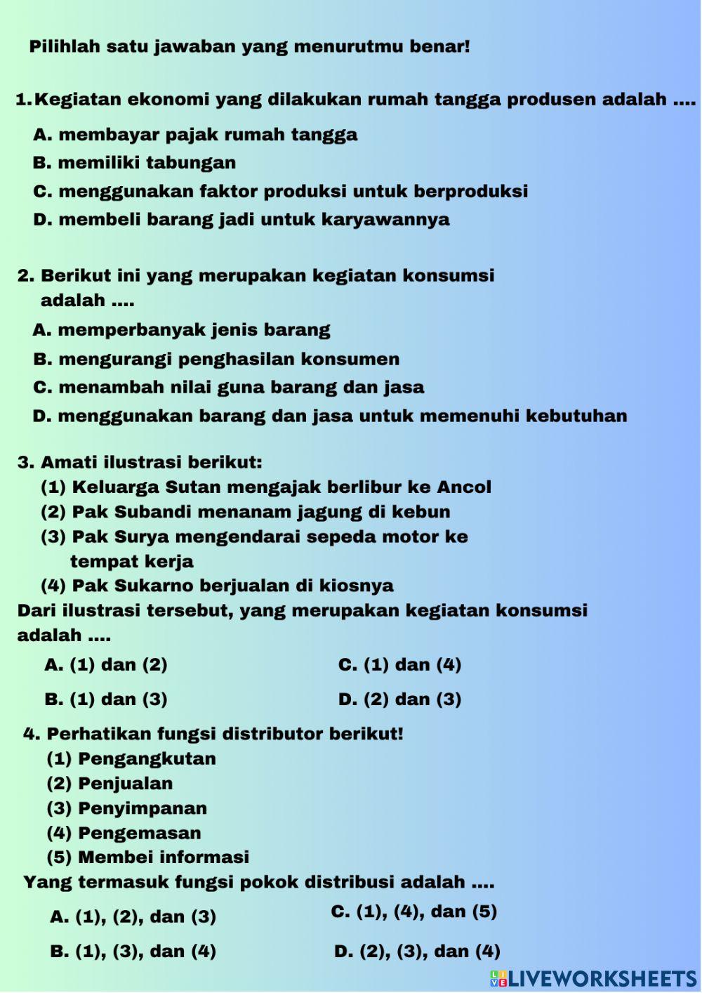 Peran Pelaku Kegiatan Ekonomi