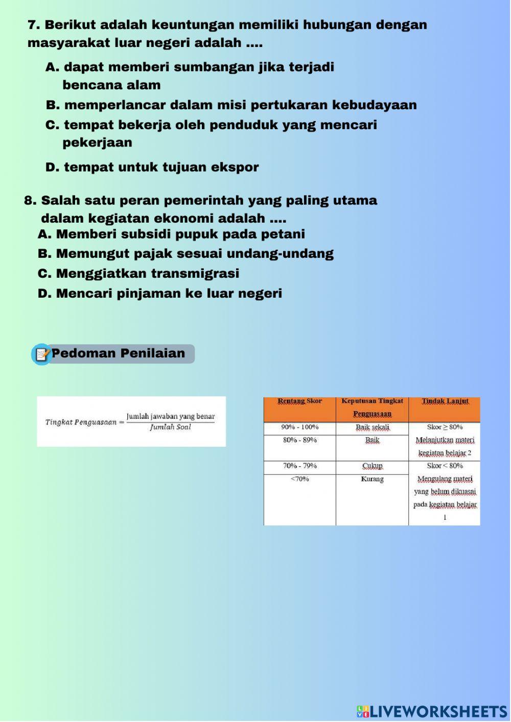 Peran Pelaku Kegiatan Ekonomi