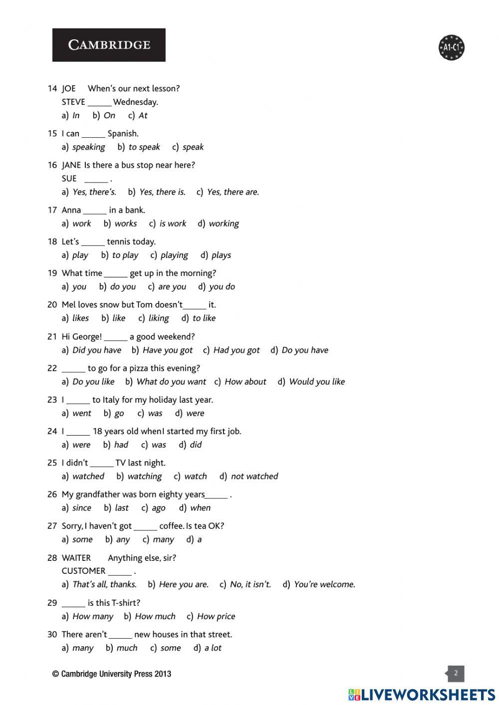 Cambridge-Placement Test