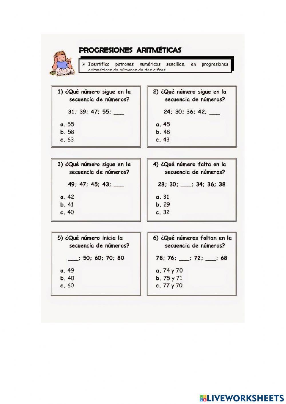 Progresiones aritméticas