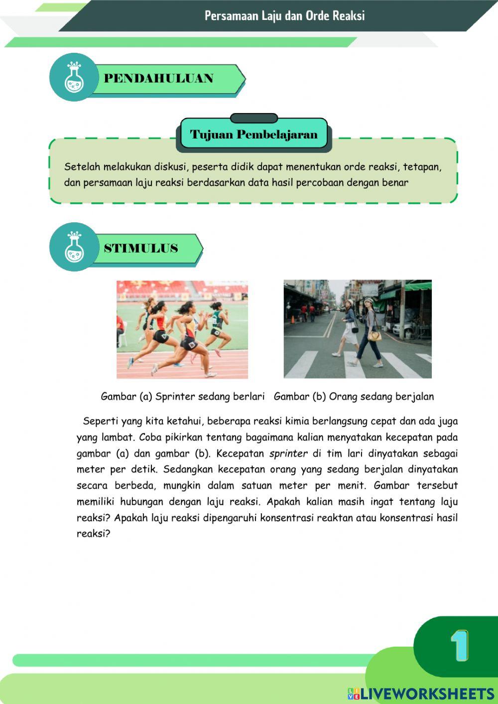 E-LKPD Persamaan Laju dan Orde Reaksi