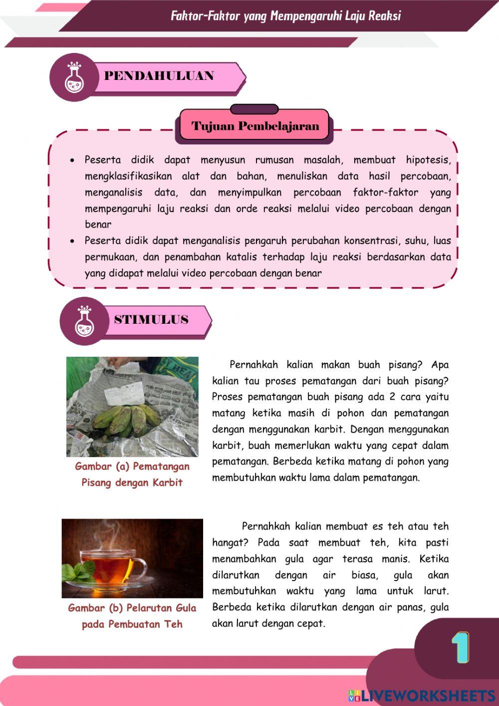 E-LKPD Faktor yang Mempengaruhi Laju Reaksi