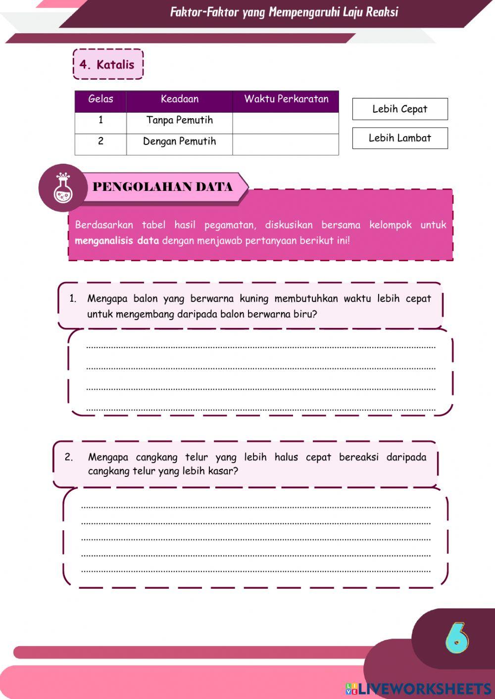 E-LKPD Faktor yang Mempengaruhi Laju Reaksi