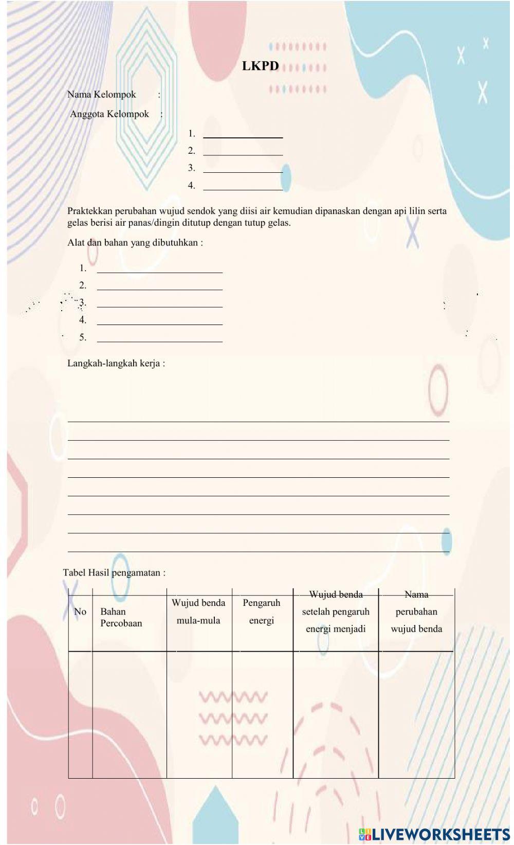 LKPD dan Evaluasi Perubahan Wujud Kelas 4