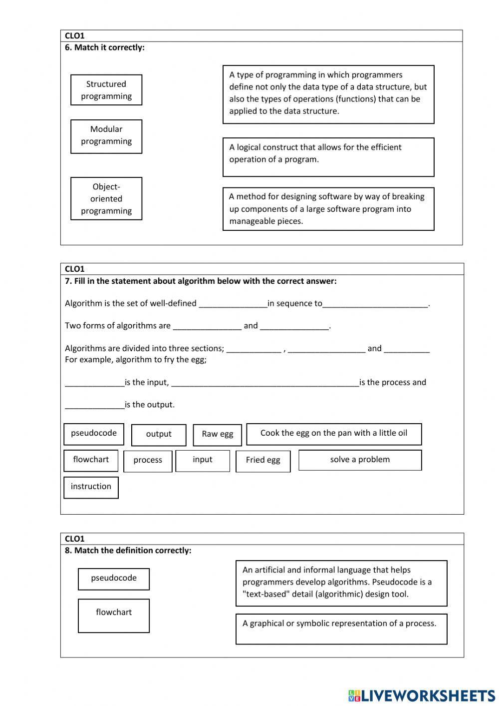Introduction to C Programming worksheet | Live Worksheets