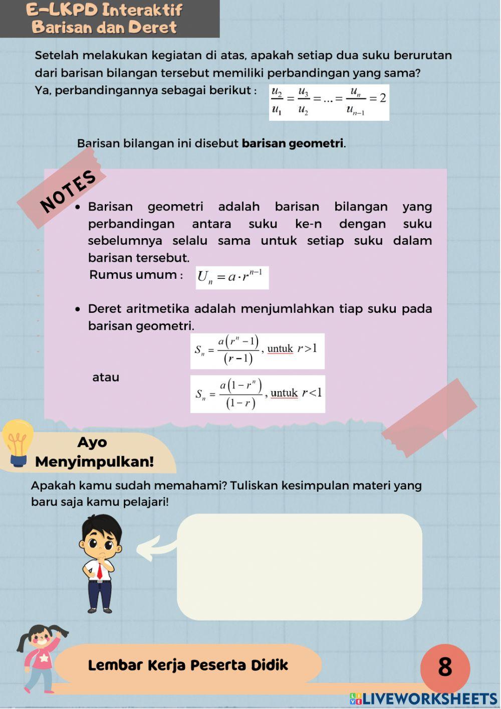 E-lkpd interaktif barisan dan deret 2