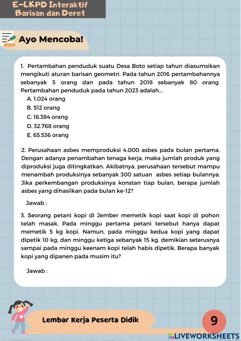 E-lkpd interaktif barisan dan deret 2