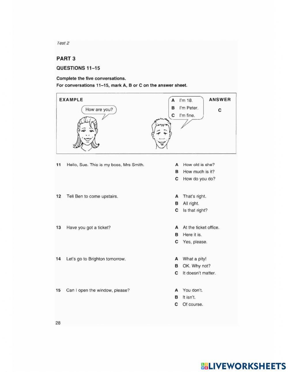 KET 1 Test 2 Reading