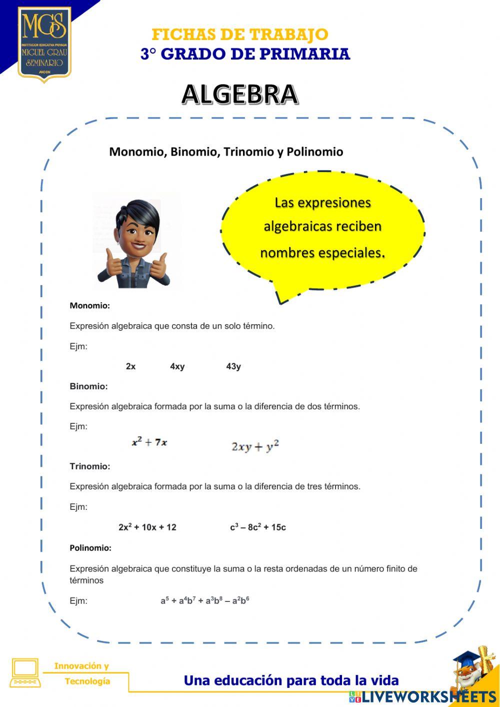 Expresiones algebraicas