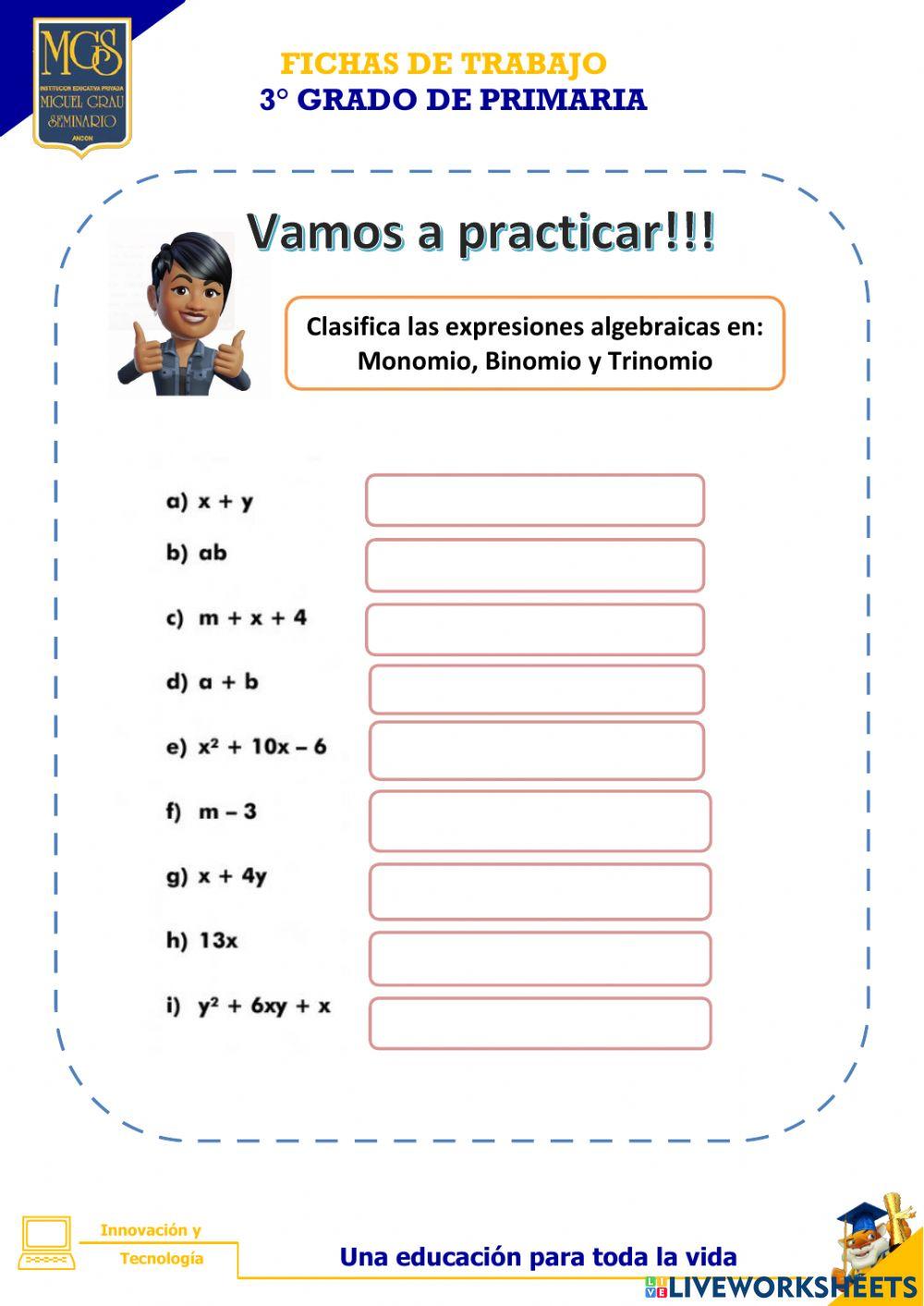 Expresiones algebraicas