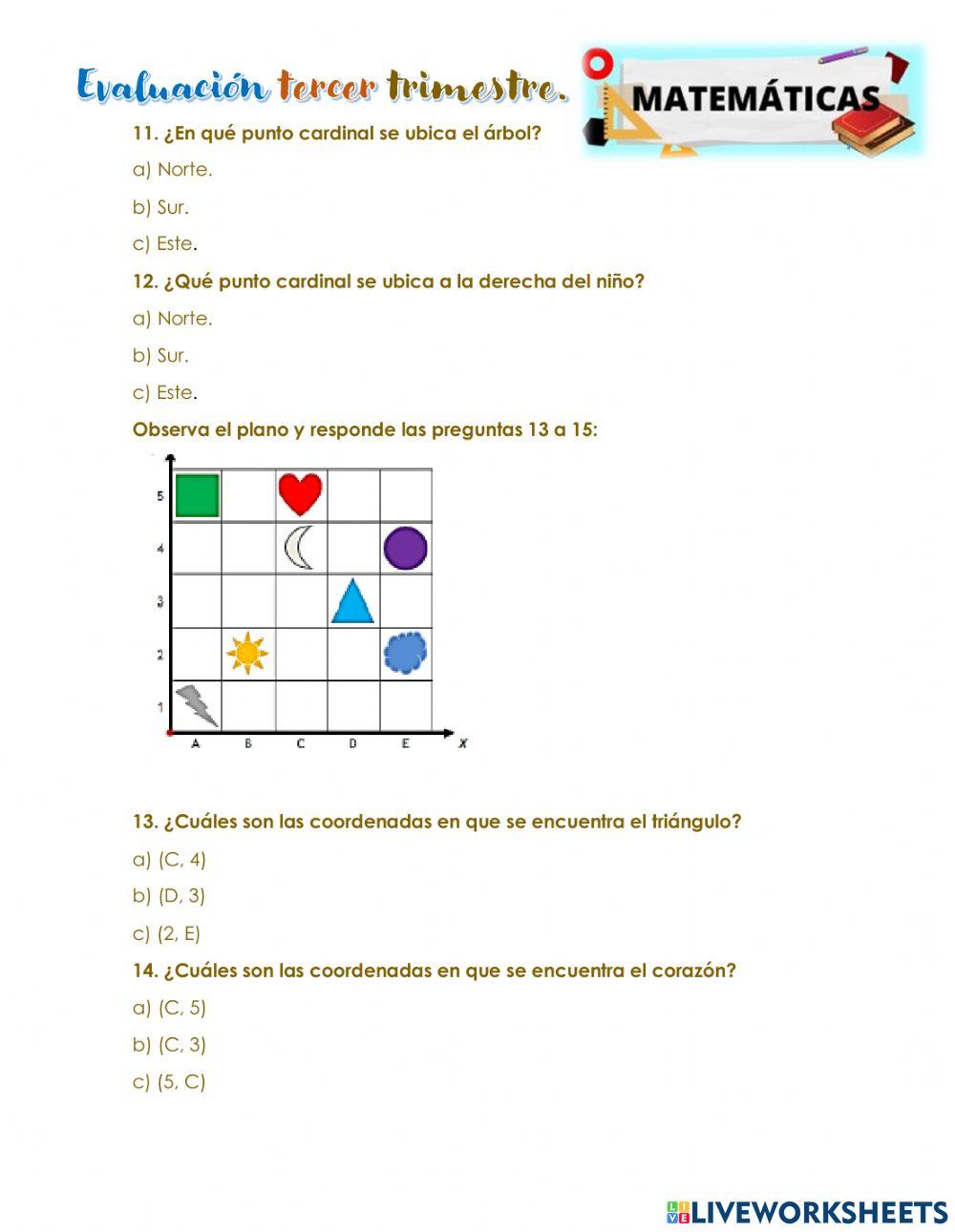 Evaluación trimestral matemáticas