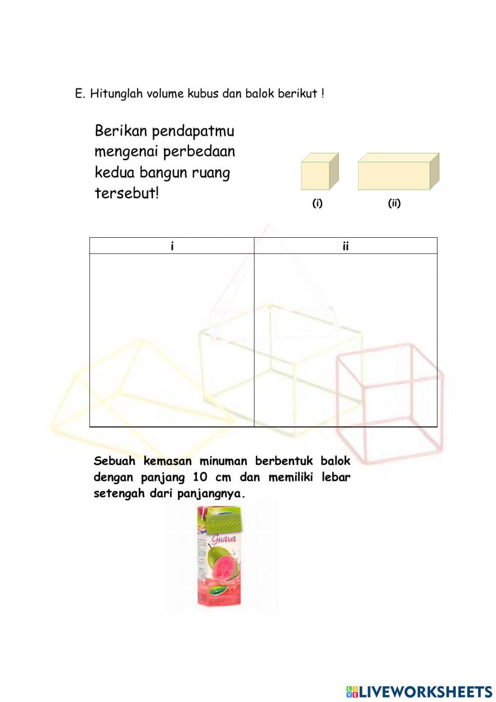 E-LKPD Bangun Ruang Sisi Datar Balok dan Kubus