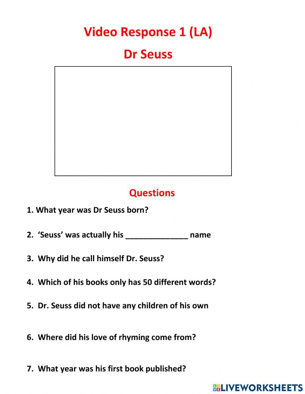 Video response - Dr. Seuss (LA)