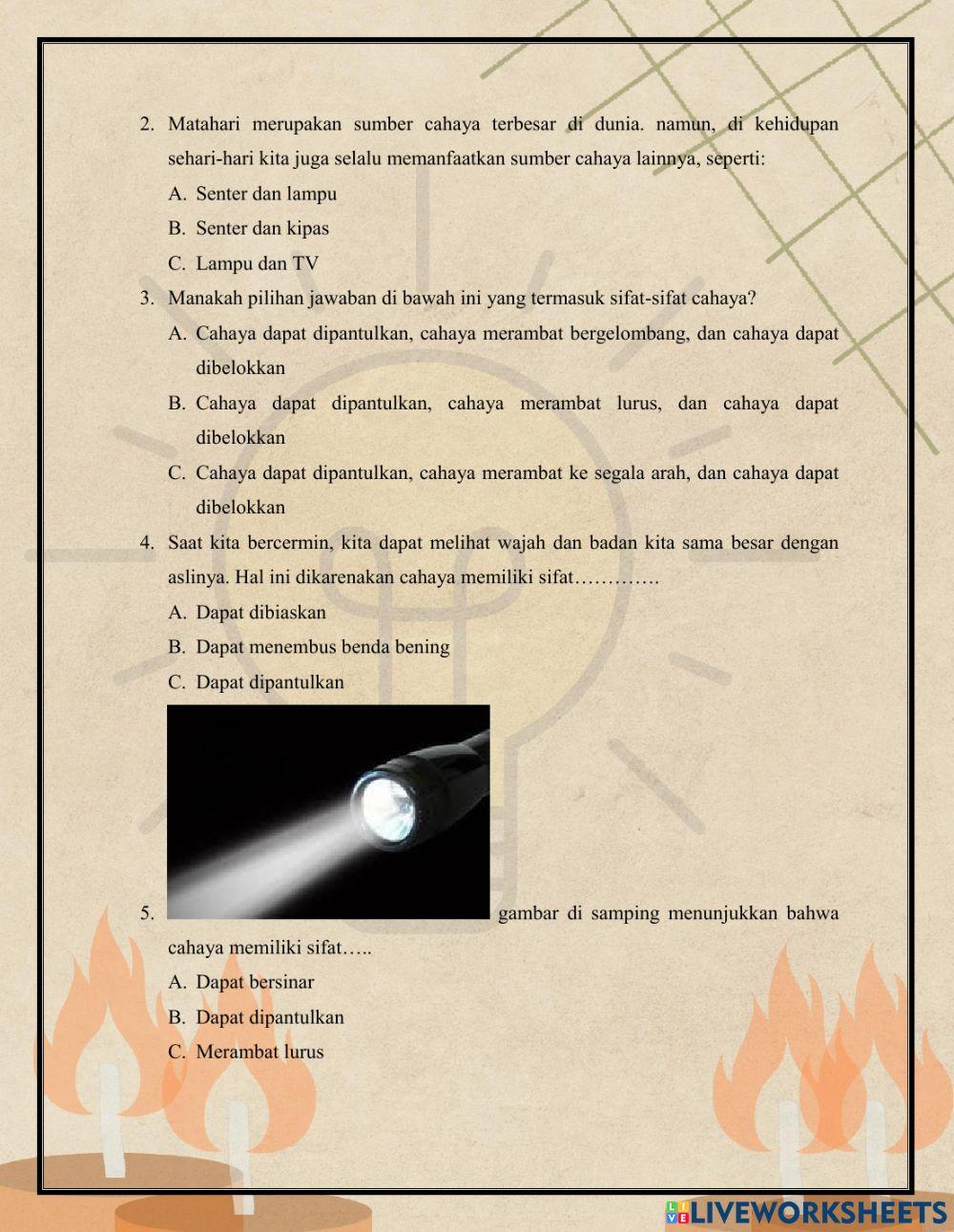 LKPD Topik A (Cahaya dan Sifatnya)