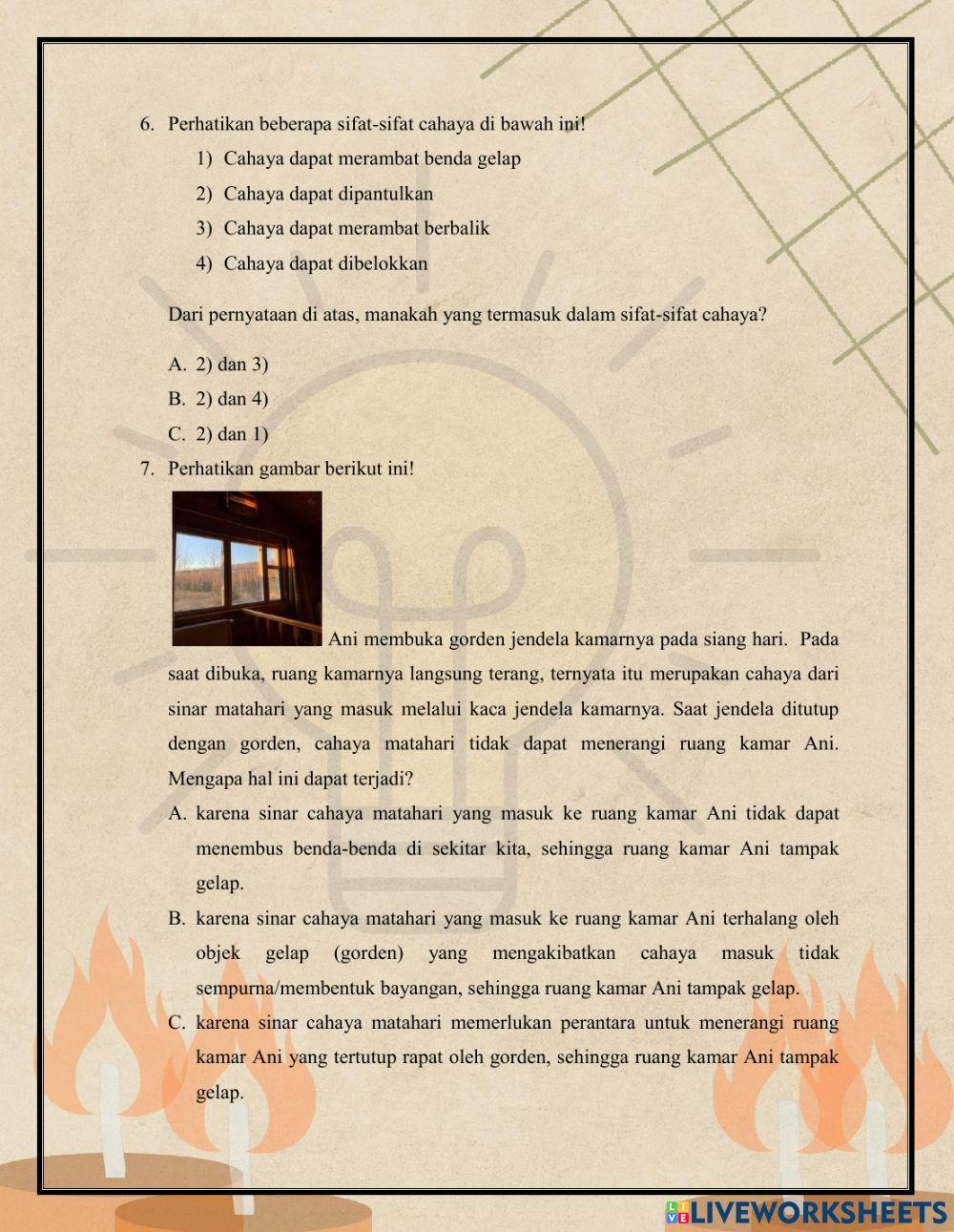 LKPD Topik A (Cahaya dan Sifatnya)