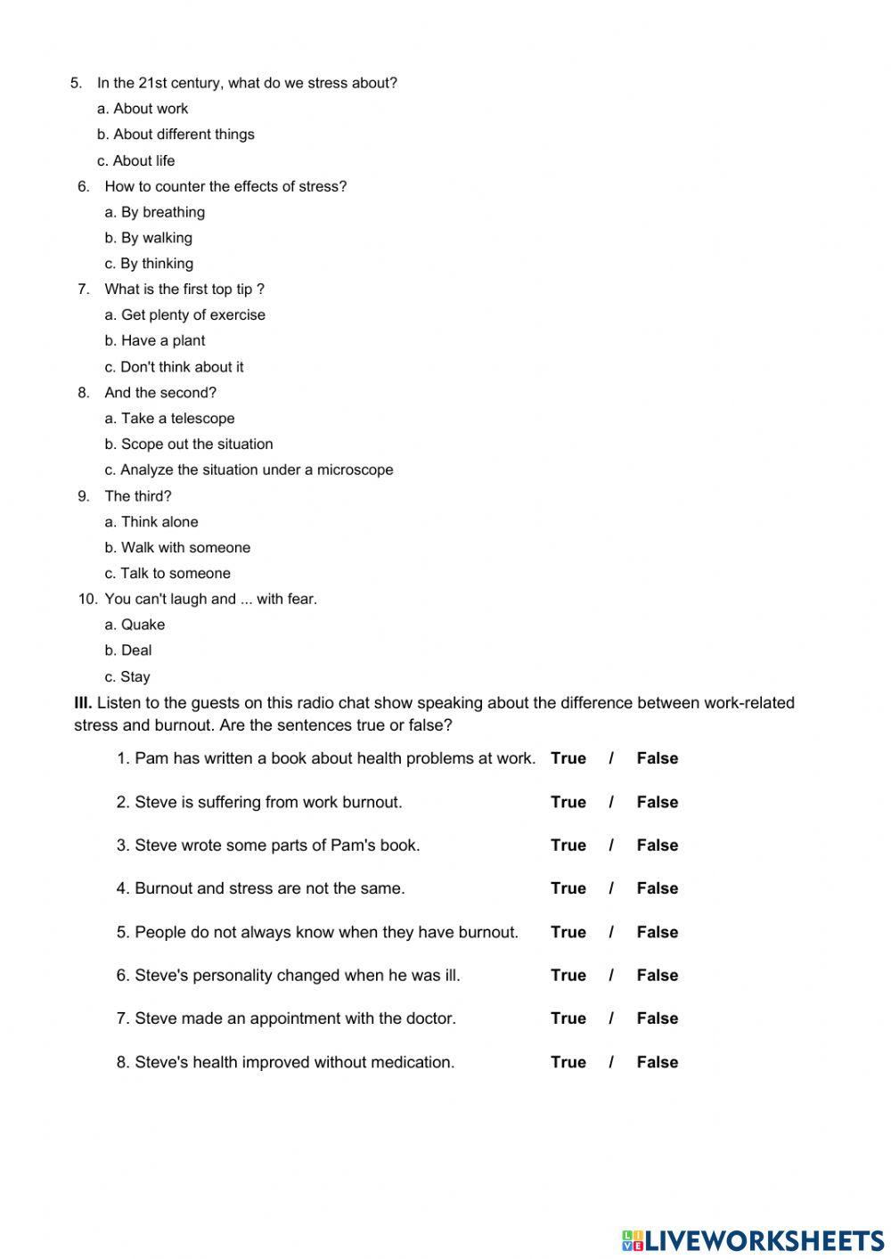 Managing stress-LISTENING
