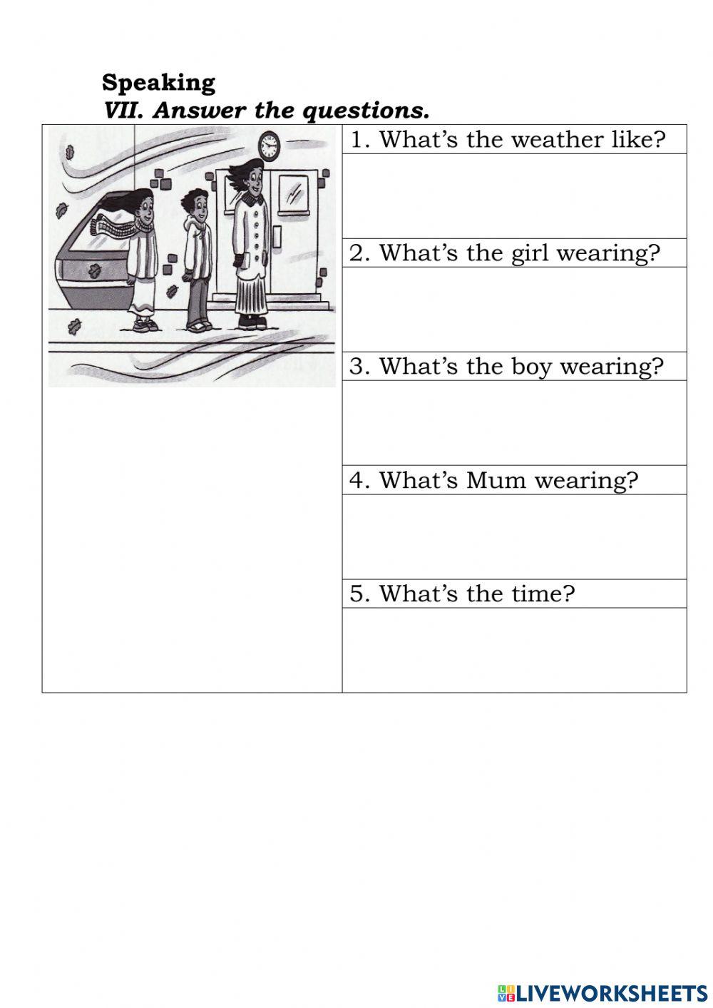 Clothes, weather, time, party