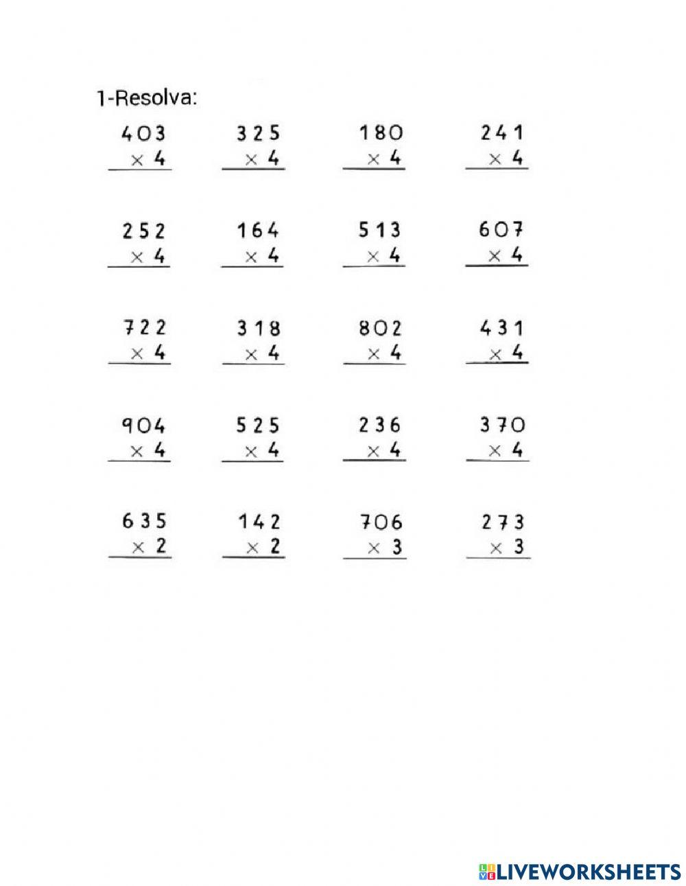 Multiplicaciones tabla del 3 con llevadas