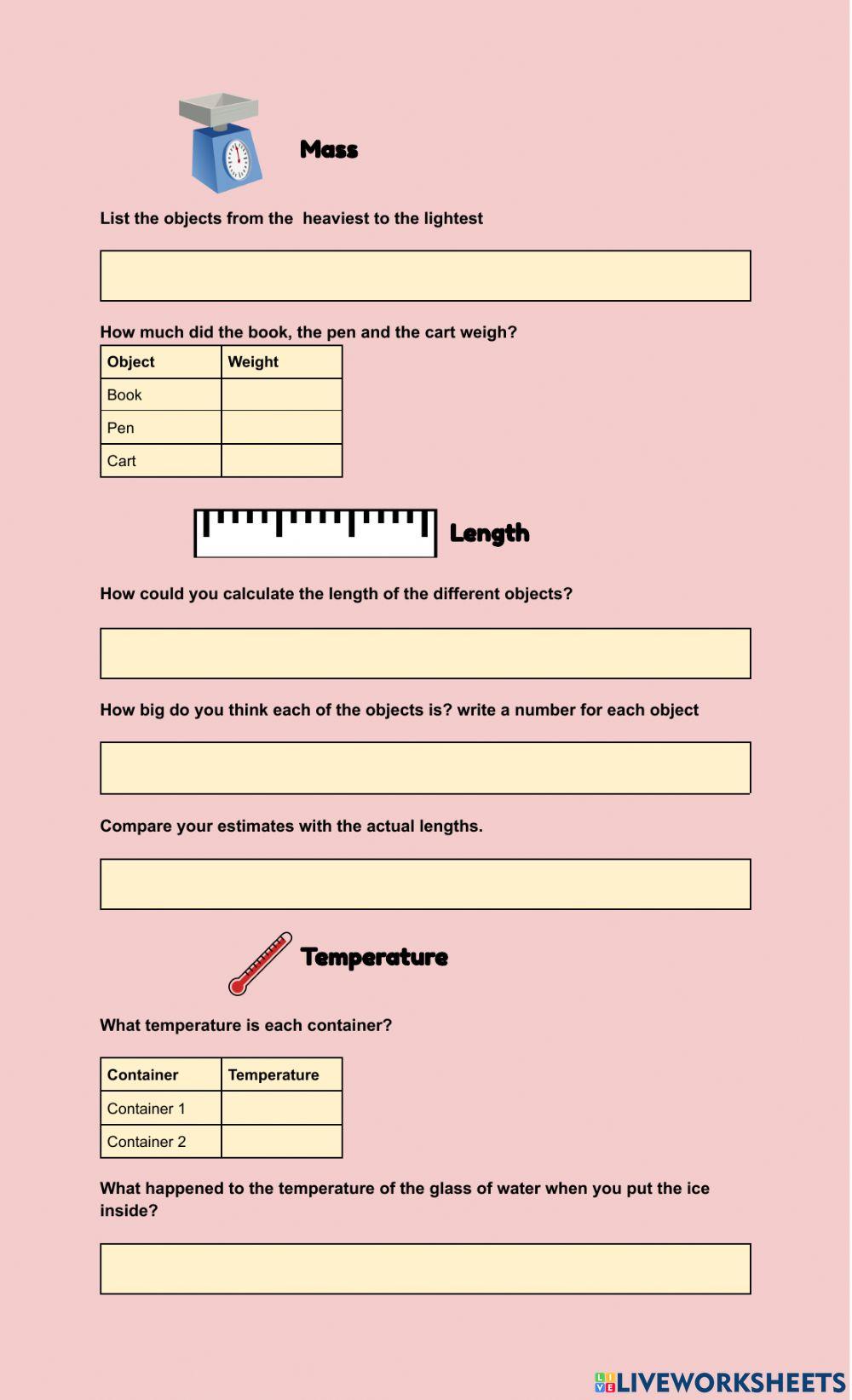 Physical Magnitudes worksheet | Live Worksheets