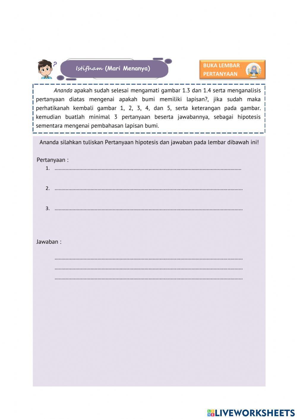 LEMBAR PERTANYAAN 1 (LAPISAN BUMI)