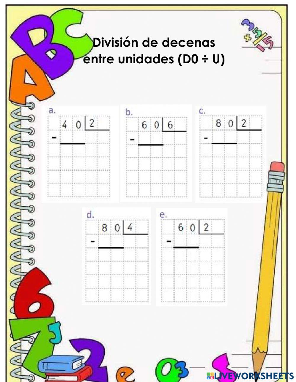 División de decenas entre unidades