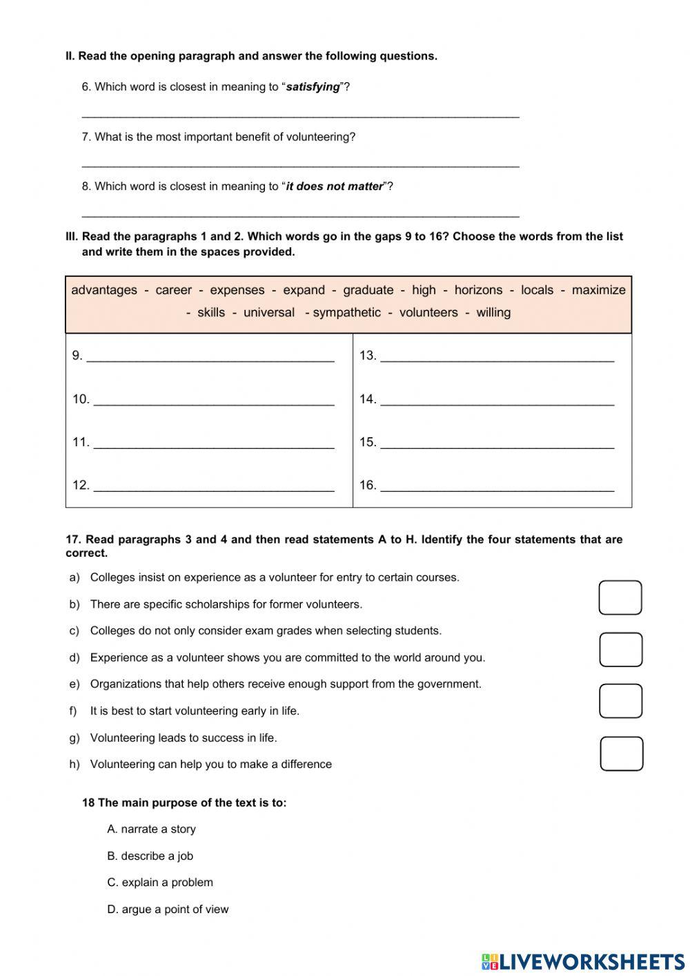 Advantages of Youth Volunteering