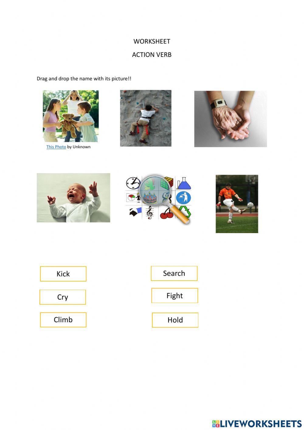 Action Verb online exercise for Live Worksheets