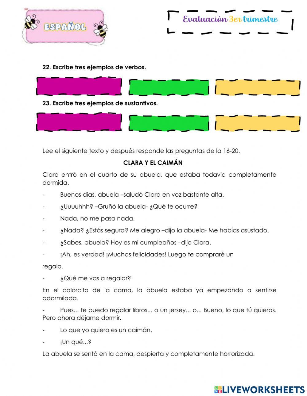 Evaluación español parte 2